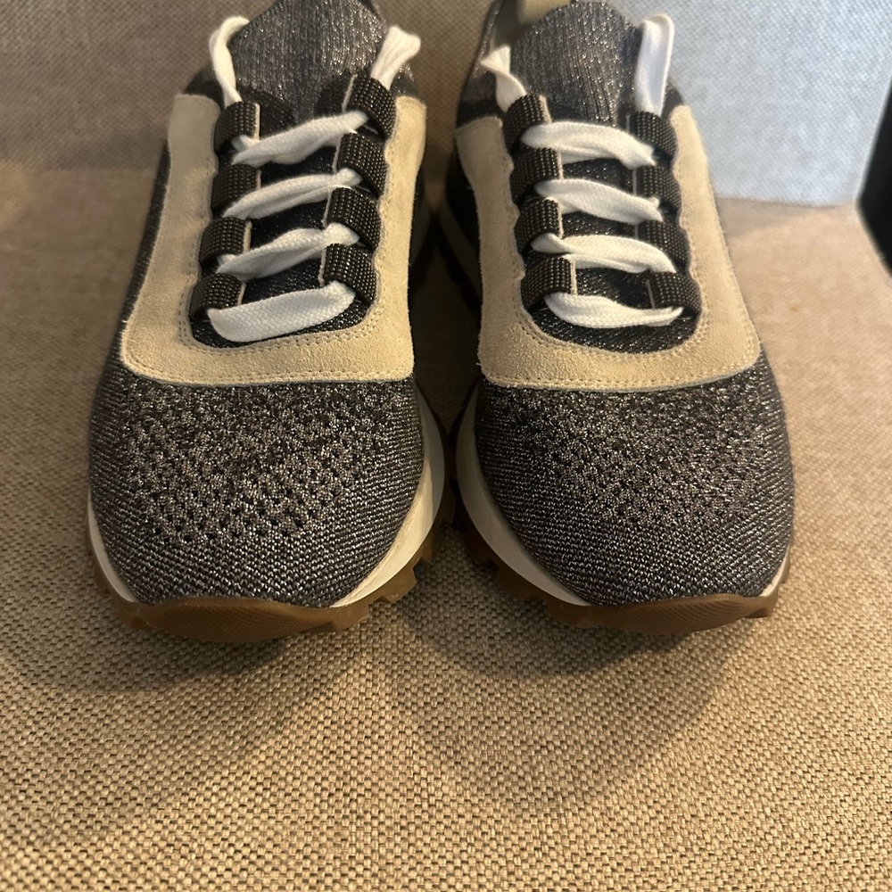 Brunello Cucinelli Charcoal and Beige Women's Sneakers - Picture 1 of 5